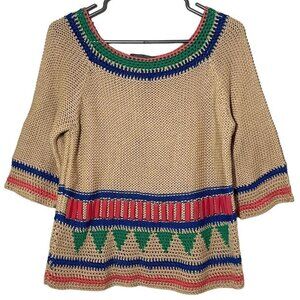 Alberta Ferretti stone-detailing cotton knitted sweater size US 8